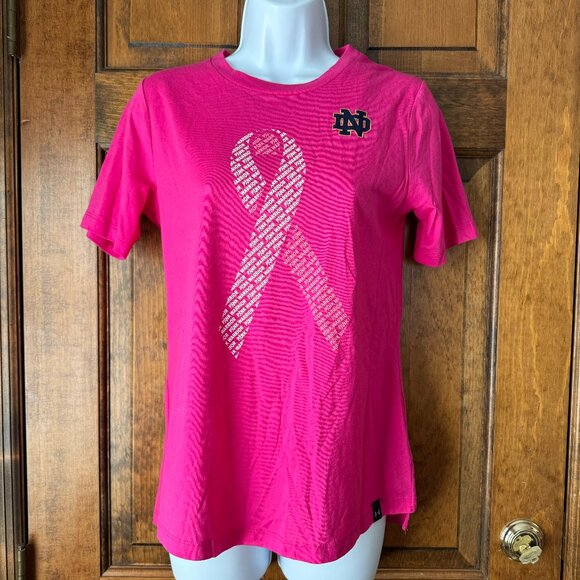 NWT Under Armour Notre Dame "Power in Pink" Breast Cancer Awareness Tee Small - Picture 1 of 14